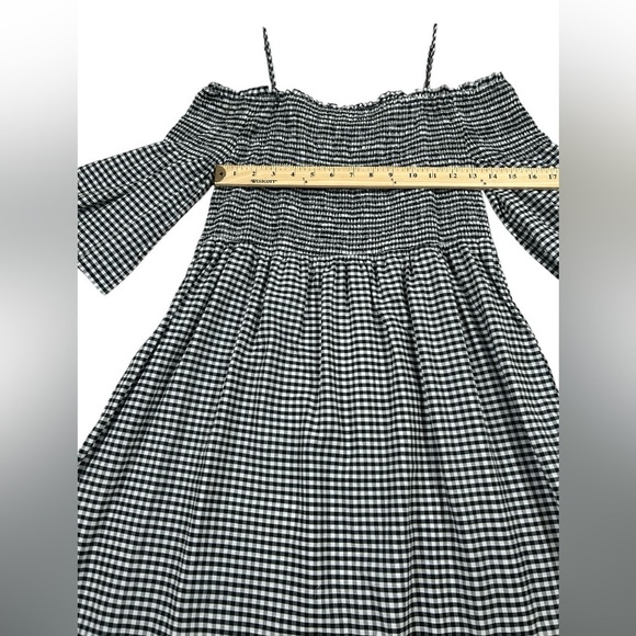 Cottagecore Coquette Girl Magnolia Skye Black and White Gingham Smocked Dress. - Picture 2 of 6